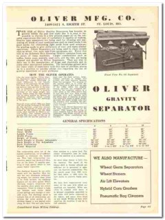 Oliver Mfg Company 1941 vintage grain milling catalog separator