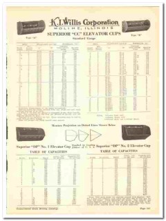 K I Willis Corp 1941 vintage grain milling catalog elevator cups