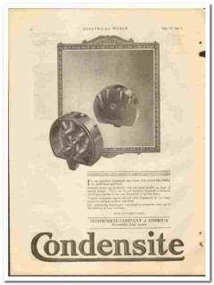 Condensite Company America 1921 vintage electrical ad mold form finish