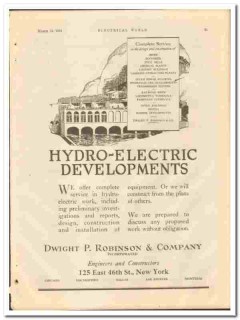 Dwight P Robinson Company 1921 vintage ad Hydro-Electric Developments