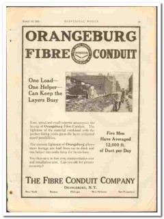 Fibre Conduit Company 1921 vintage electrical ad one load helper