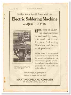 Martin-Copeland Company 1921 vintage electrical ad Soldering Machine