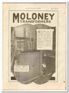 Moloney Electric Company 1921 vintage ad transformers St Louis MO