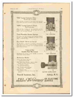Pass Seymour Inc 1921 vintage electrical ad lamp contacts sockets