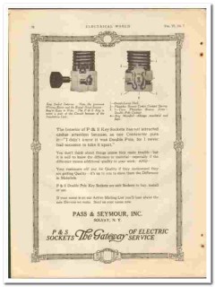 Pass Seymour Inc 1921 vintage electrical ad interior key socket lamp