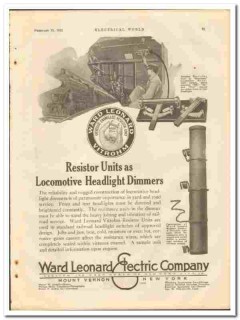 Ward Leonard Electric Company 1921 vintage ad Resistor Units dimmers
