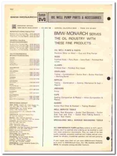 BMW-Monarch Corp 1972 vintage oil gas catalog oilfield well pump parts BMW-Monarch Corp 1972 vintage oil gas catalog oilfield well pump parts