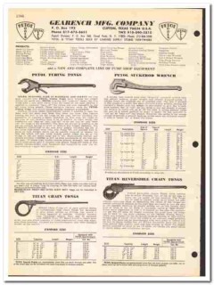 Gearench Mfg Company 1972 vintage oil catalog oilfield tongs tools