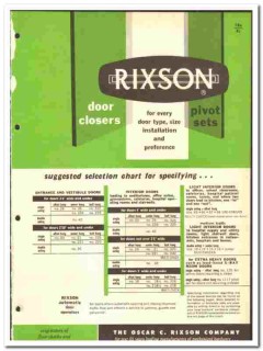 Oscar C Rixson Company 1961 vintage hardware catalog door closers Oscar C Rixson Company 1961 vintage hardware catalog door closers