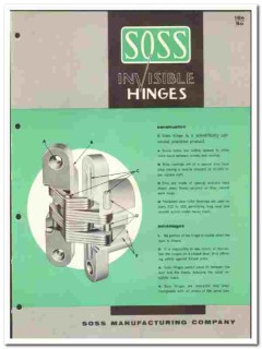 Soss Mfg Company 1961 vintage hardware catalog Invisible Hinges door