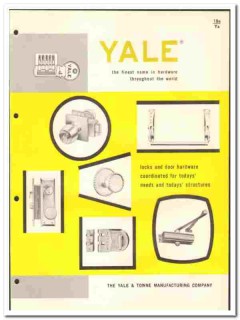 Yale Towne Mfg Company 1961 vintage hardware catalog locks door closer