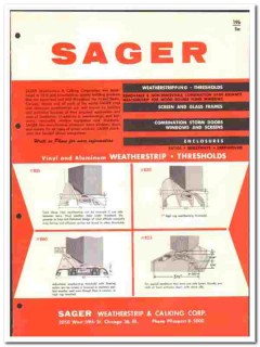 Sager Weatherstrip Calking Corp 1961 vintage insulation catalog