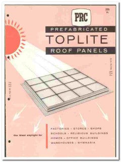 Products Research Company 1961 vintage roofing catalog TOPLITE panels Products Research Company 1961 vintage roofing catalog TOPLITE panels