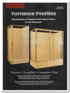 Torrance Profiles Inc 1989 vintage bathroom catalog shower doors tub Torrance Profiles Inc 1989 vintage bathroom catalog shower doors tub