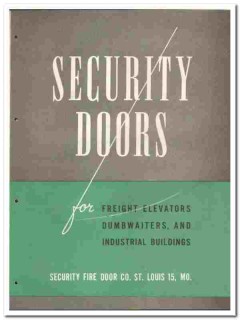 Security Fire Door Company 1946 vintage catalog freight elevators Security Fire Door Company 1946 vintage catalog freight elevators