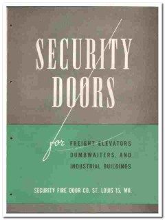 Security Fire Door Company 1946 vintage catalog freight elevators