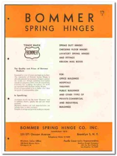 Bommer Spring Hinge Company 1946 vintage hardware catalog Bommer Spring Hinge Company 1946 vintage hardware catalog