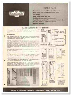 Kane Mfg Corp 1946 vintage window catalog aluminum screens doors