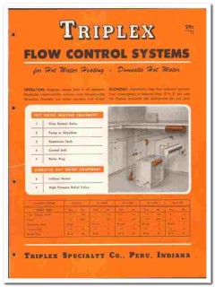 Triplex Specialty Company 1946 vintage heating catalog flow control