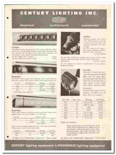 Century Lighting Inc 1946 vintage electrical catalog theatrical Century Lighting Inc 1946 vintage electrical catalog theatrical