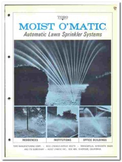 Toro Mfg Corp 1966 vintage plumbing catalog Moist O-Matic sprinkler Toro Mfg Corp 1966 vintage plumbing catalog Moist O-Matic sprinkler