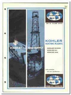 Kohler Company 1966 vintage electrical catalog stand-by sole supply
