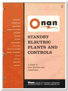 Studebaker Corp 1966 vintage electrical catalog Onan standby controls