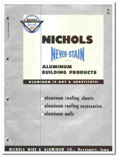 Nichols Wire Aluminum Company 1949 vintage roofing catalog sheets Nichols Wire Aluminum Company 1949 vintage roofing catalog sheets