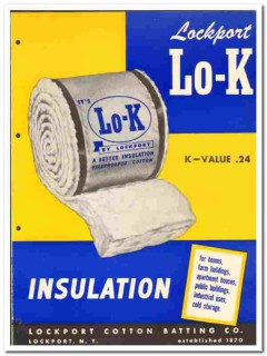 Lockport Cotton Batting Company 1949 vintage insulation catalog Lo-K