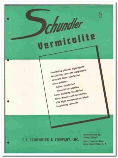 F E Schundler Company 1949 vintage insulation catalog Vermiculite
