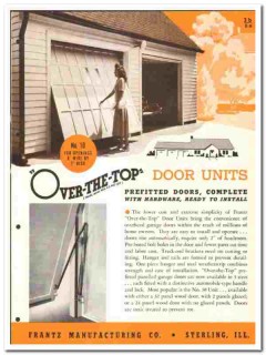 Frantz Mfg Company 1949 vintage door catalog Over-The-Top garage units Frantz Mfg Company 1949 vintage door catalog Over-The-Top garage units