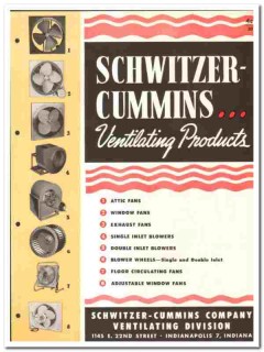 Schwitzer-Cummins Company 1949 vintage heating catalog ventilating fan