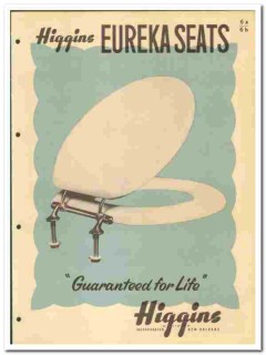 Higgins Inc 1949 vintage bathroom catalog Eureka toilet seats Higgins Inc 1949 vintage bathroom catalog Eureka toilet seats