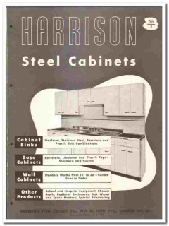 Harrison Steel Cabinet Company 1949 vintage kitchen catalog base wall Harrison Steel Cabinet Company 1949 vintage kitchen catalog base wall