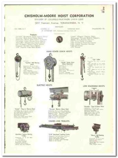Chisholm-Moore Hoist Corp 1939 vintage industrial catalog Chisholm-Moore Hoist Corp 1939 vintage industrial catalog