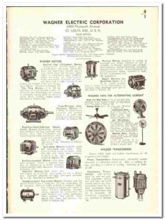 Wagner Electric Corp 1939 vintage catalog motors fans transformers
