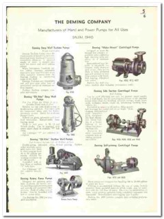 Deming Company 1939 vintage industrial catalog hand power pumps Deming Company 1939 vintage industrial catalog hand power pumps