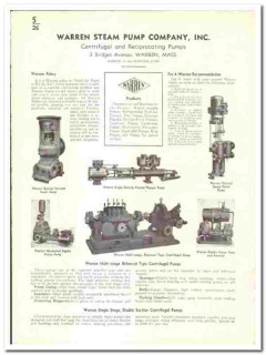 Warren Steam Pump Company 1939 vintage industrial catalog centrifugal Warren Steam Pump Company 1939 vintage industrial catalog centrifugal