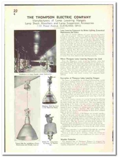 Thompson Electric Company 1939 vintage catalog lamp lowering hangers