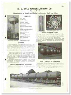 R D Cole Mfg Company 1960 vintage industrial catalog vessels tanks R D Cole Mfg Company 1960 vintage industrial catalog vessels tanks