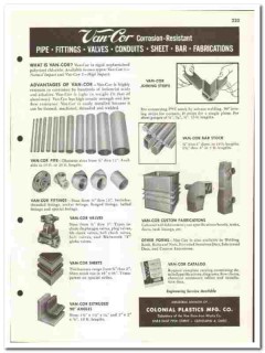 Colonial Plastics Mfg Company 1960 vintage industrial catalog Van-Cor Colonial Plastics Mfg Company 1960 vintage industrial catalog Van-Cor