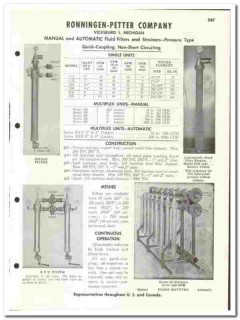 Ronningen-Petter Company 1960 vintage industrial catalog fluid filters Ronningen-Petter Company 1960 vintage industrial catalog fluid filters