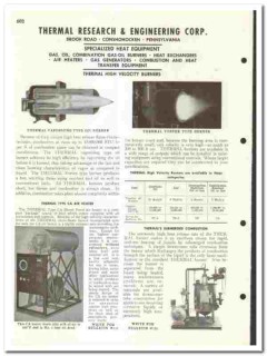 Thermal Research Engineering Corp 1960 vintage industrial catalog heat
