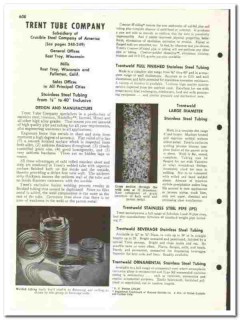 Trent Tube Company 1960 vintage industrial catalog Stainless Steel Trent Tube Company 1960 vintage industrial catalog Stainless Steel