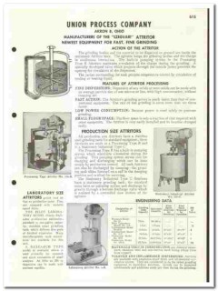 Union Process Company 1960 vintage industrial catalog Attritor Union Process Company 1960 vintage industrial catalog Attritor