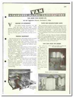 John Van Range Company 1960 vintage industrial catalog Stainless Steel