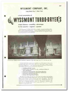 Wyssmont Company 1960 vintage industrial catalog Turbo-Dryer process Wyssmont Company 1960 vintage industrial catalog Turbo-Dryer process
