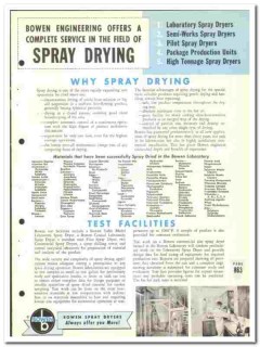 Bowen Engineering Inc 1960 vintage industrial catalog Spray Drying Bowen Engineering Inc 1960 vintage industrial catalog Spray Drying