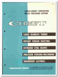 Curtiss-Wright Corp 1960 vintage metal catalog Curmet fabricated alloy Curtiss-Wright Corp 1960 vintage metal catalog Curmet fabricated alloy