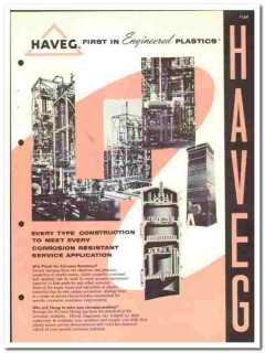 Haveg Industries Inc 1960 vintage plastic catalog corrosion resistance